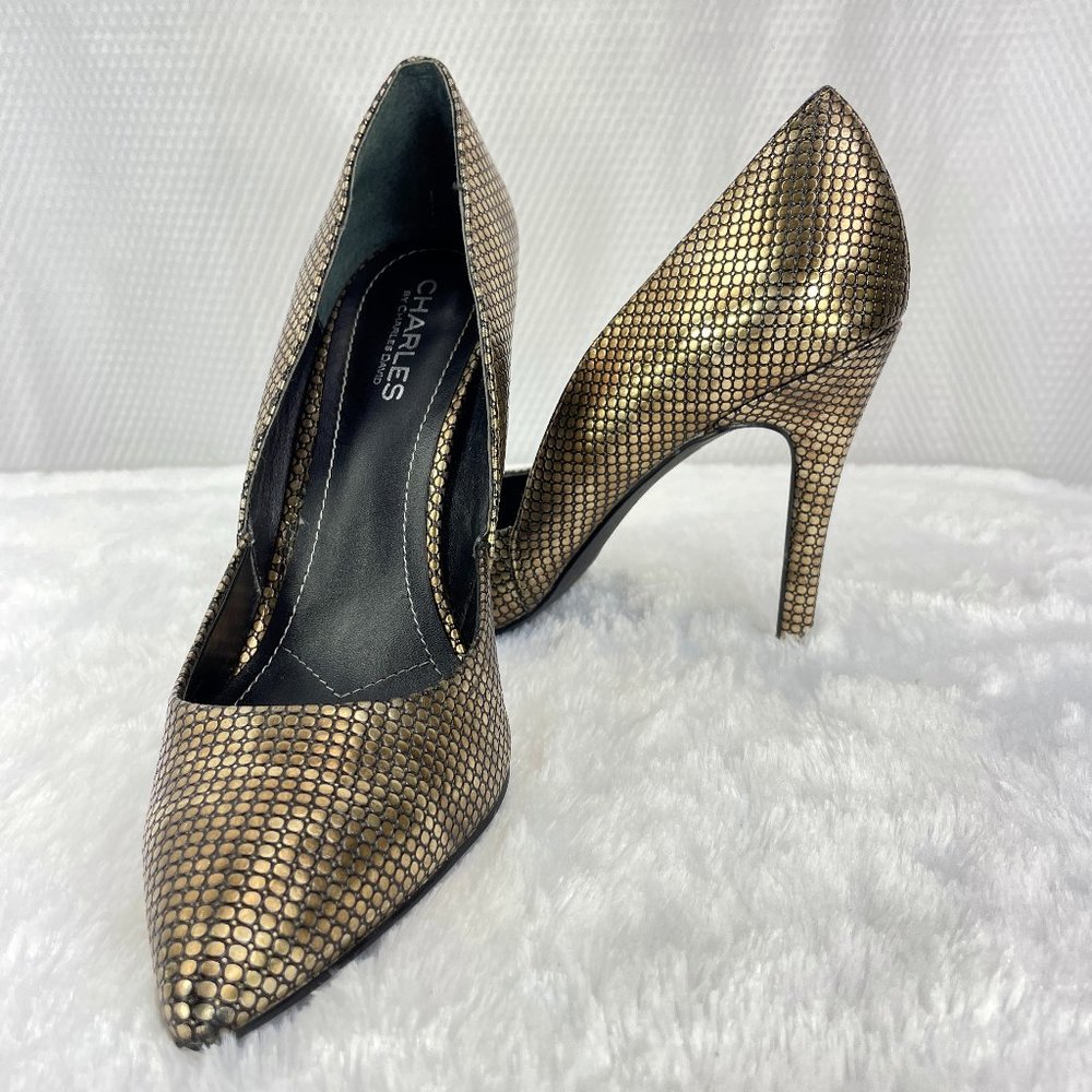 CHARLES by Charles David metallic mottled gold & bronze pump SZ 8.5